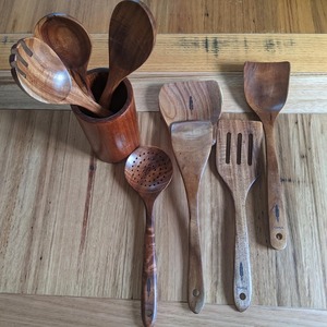 Juego de Utensilios de Cocina Ecológicos de Madera de Acacia de 12 Piezas al por Mayor con Cuchara de Madera Natural, Espátula y Cuchara Ranurada - Aptos para Lavavajillas - Product Image 4