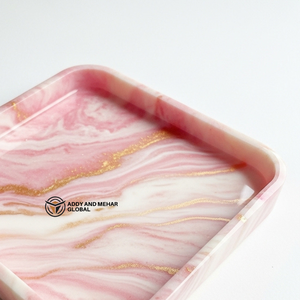 Wholesale Custom Marbled Resin Storage Tray Elegant Square Decorative Plate with Gold Rim Premium Quality Resin <b>Crafts</b> with - Product Image 4