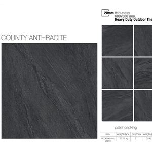 Dalles de terrasse de qualité commerciale 20 mm d'épaisseur 600x900 mm, carreaux de porcelaine extérieurs robustes pour salle de bain, centre commercial et hall, Anthracite - Product Image 2