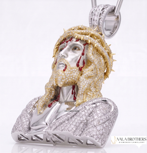 Pendentif Jésus en argent 925 avec moissanite VVS, serti de mosaïque de luxe sur mesure en or rose, certifié GRA, style Hip Hop Iced Out - Product Image 2