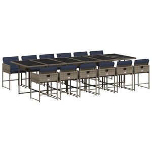 Juego de 12 Muebles de Jardín Plegables Grandes de Ratán Sintético Gris para Patio - Product Image 2