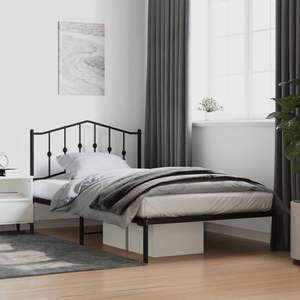 Base de Cama Doble Moderna de Acero Negro, Diseño Rectangular, Cama de Metal - Product Image 1