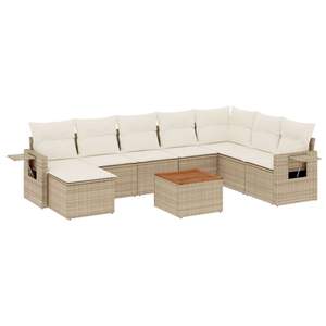 Ensemble de canapés de jardin en polyrotin beige avec structure en acier thermolaqué et bois d'acacia pour mobilier de terrasse - Product Image 2