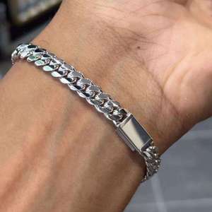Brilliant Moissanite Claw Set Link <b>Bracelet</b> 925 Silver <b>White</b> Gold Plated Unisex Hip Hop Geometric Wedding Anniversary Jewelry S - Product Image 6