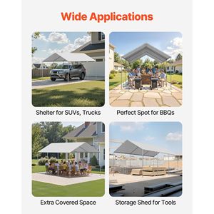 Resistente resistente 10X20 ft impermeabile Carport sostituzione tettoia per Garage tenda superiore telone Grey telaio Bugger palla non - Product Image 6