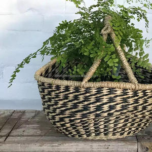 Cesta Bolga de Hierba Marina Natural, Tejida a Mano, Plegable, Multifuncional, con Tapa/Asas, Calidad de Exportación, Cesta de Almacenamiento - Product Image 4