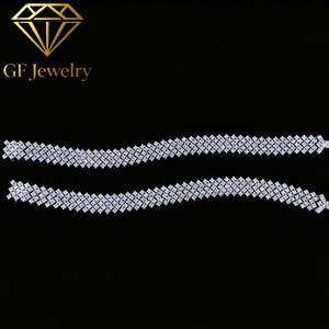 Pulsera de tenis Art Deco ancha con múltiples filas de diamantes cuadrados cultivados en laboratorio, de platino, con pavé completo, joyería fina de lujo para boda - Product Image 6