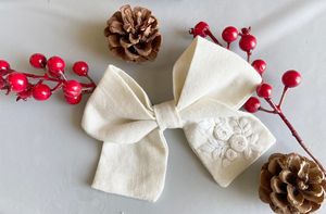 Ornement de Noël de luxe en lin brodé avec nœud pour boîtes cadeaux, sapin de Noël, couronne et décoration de maison, nœuds pour cheveux 2026 - Product Image 6
