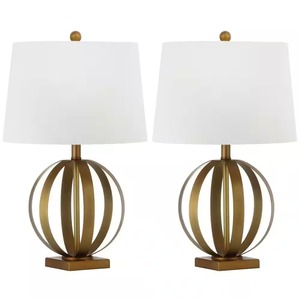 KS International Modern Gold Handmade Table Lamp Metal Torchiere Style Desk <b>Light</b> White Fabric <b>Shade</b> Home Office Wedding Decor - Product Image 2