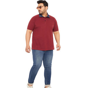 Polo tricoté décontracté d'été de haute qualité en tissu respirant avec motif uni et broderie technique foncée, grandes tailles - Product Image 1