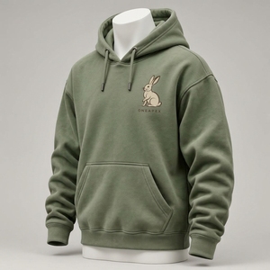 Sudadera con Capucha Personalizada con Gráfico de Conejo Verde Salvia, Sudadera Informal para Hombre, Sudadera con Capucha con Estampado Animal, OEM, ODM, Venta al por Mayor - Product Image 2