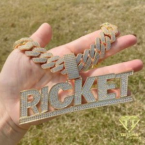 Custom Moissanite <b>Name</b> Pendant Necklace Iced Out Personalized Letter Jewelry Hip Hop Fashion <b>Chain</b> For Men Women Luxury Gift - Product Image 3