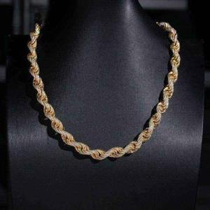 Luxury Two Tone Cuban Link <b>Chain</b> Necklace 925 Sterling Silver Gold Plated Moissanite Hip Hop Wedding Gift Jewelry - Product Image 1
