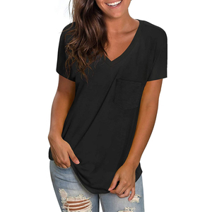 Camiseta de Cuello en V para Mujer, Tela Suave, Agradable al Tacto, Cómoda para Usar Todo el Día, Ligera, Transpirable, Ecológica, con Logotipo Personalizado - Product Image 3
