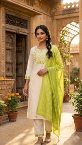 Ensemble ethnique classique pour femme Grace : Ensemble Kurta Palazzo Festif, Ensemble Kurta Traditionnel Intemporel, Ensemble de Luxe avec Dupatta Imprimée - Product Image 3