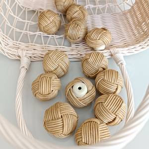 Furniture <b>hardware</b> handles & knobs direct supply from factory handwoven rattan handle knob - Product Image 1