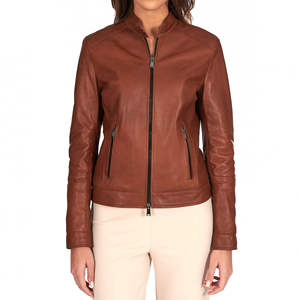 Chaqueta de Cuero Genuino para Mujer, Color Marrón, de Alta Calidad, Diseño Elegante y Ajustado, Forro de Nailon Transpirable, Ecológica, Venta al Por Mayor - Product Image 3