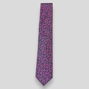 Benon Blue & Pink Leaf Pattern Premium Silk <b>Tie</b> | Luxury Designer Necktie for Men | Formal Business Party Fashion Accessory - Product Image 2