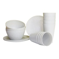 Assiettes à dîner et à salade en plastique réutilisables, incassables, écologiques, classiques, rondes, avec motif personnalisé bleu et blanc
