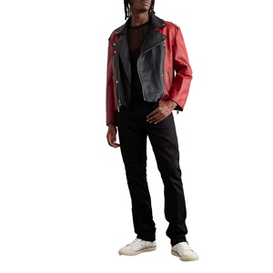 Nouvelle Arrivée 2026 – Blouson Unisexe en Cuir Véritable pour Homme, Design Color Block, Col Montant, Haute Qualité, Vente en Gros - Product Image 2