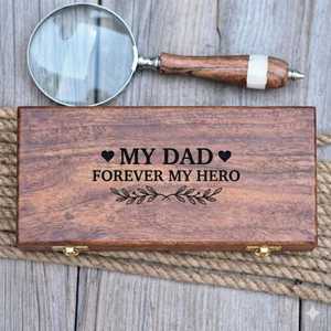 Lupa con mango de madera personalizada y caja de almacenamiento de madera grabada a medida, estilo vintage, lupa de lectura, regalo para papá - Product Image 6