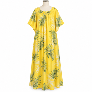 Nuevo Vestido Mumu 2026, Estampado Floral Polinesio de Micronesia, Ecológico, Antiarrugas, Transpirable, Cintura Natural, Color Sólido - Product Image 1
