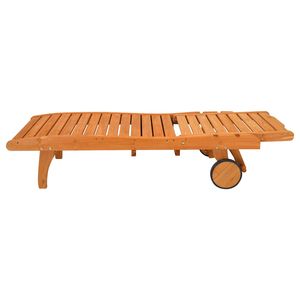 Lettino prendisole da giardino in legno di abete 183*58*36.5cm con ruote e cassetti, regolazione a due velocità, colore Burlywood - Product Image 5