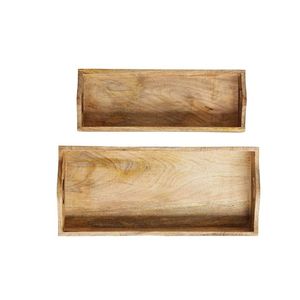 Bandeja de servir rectangular de madera natural, duradera, ecológica, hecha a mano, esencial para la cocina y el comedor, con estilo. - Product Image 1