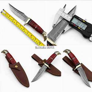 Custom Handmade Damascus Steel Hunting Knife Fixed Blade 7-inch 12-inch Red Wood Handle Eagle <b>Leather</b> Sheath Stainless Steel - Product Image 4