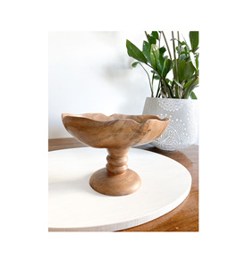 Bol de service rond en bois écologique pour salades, fruits, collations, décoration de cuisine et de salle à manger, fait main et durable - Product Image 2