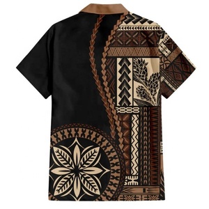 Chemise Hawaïenne Personnalisée à Motif Samoa Siapo Tatau, Chemise Aloha Tribale Polynésienne Rétro, Fournisseur en Gros - Product Image 4
