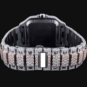 Luxurious Two Tone <b>Square</b> Dial Bust Moissanite Diamond Classic Features New Premium Collection Party Wear Hip Hop <b>Watch</b> Quartz - Product Image 4