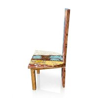 Chaise de salle à manger rustique artisanale DIVADI DC Ray en bois de bateau récupéré, écologique, couleur naturelle, pour intérieur/extérieur, hôtel, maison