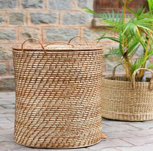 Delicate Rectangular Open-weave <b>Bamboo</b> Eco-Friendly Luxury Storage <b>Basket</b> Hanging Design Decorative Bow for Hotel Use Available - Product Image 2