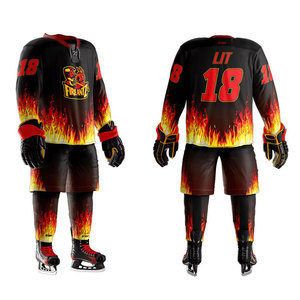 ชุดกีฬาฮ็อกกี้น้ำแข็งสำหรับผู้ชายดีไซน์ชุดเสื้อเจอร์ซีย์ฮ็อกกี้น้ำแข็งออกแบบได้เองชื่อทีมสามารถระบายอากาศได้ - Product Image 5