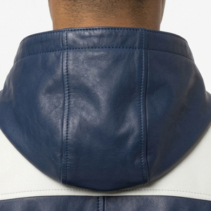 Sweat à capuche en cuir pour homme avec poches avant, fermeture éclair, manches longues, qualité supérieure - Product Image 5