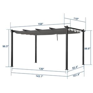 Gazebo in Ferro Battuto a 5 Travi con Telo Ombreggiante Regolabile in Poliestere Grigio Scuro 395*300*245cm - Categoria Prodotto: Tettoia Pergola - Product Image 5