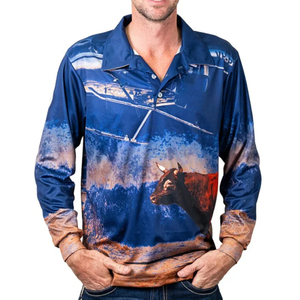 เสื้อโปโลตกปลาแขนยาวปักโลโก้ตามสั่งสำหรับผู้ชาย ผ้าโพลีเอสเตอร์ 100% เสื้อเจอร์ซีย์เปล่าสำหรับใส่กลางแจ้ง - Product Image 5