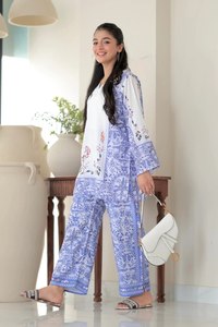 Pure Viscose Rayon Co-Ord Set Spring and Summer Viscose Rayon Printed Co-ord Set for Women's Casual Rayon Printed Two-Piece Set - Product Image 3