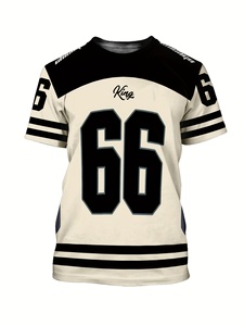 Camiseta Deportiva de Manga Corta para Hombre, Transpirable, Antipilling, con Estampado Digital # Diseño de 66 Rayas Blancas y Negras, 150g Poliéster - Product Image 6