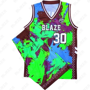 Blaze Fight Wear uniforme de baloncesto Unisex adulto verano baloncesto pantalones cortos de alta calidad compatible personalizado transpirable Jersey conjunto - Product Image 2