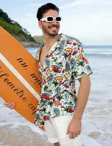 Chemise légère pour homme à manches courtes, imprimé tropical hawaïen, décontractée, boutonnée, colorée, pour l'été - Product Image 6