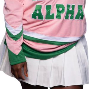 Maillot de hockey unisexe rose et vert coupe oversize avec lettres grecques brodées – Haut streetwear premium - Product Image 6