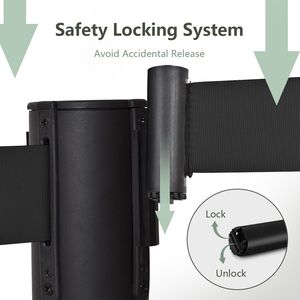 Set di 6 Pali Neri Retrattili per Cordoniere con Nastro Retrattile da 2 Metri - Prodotto per la Gestione delle Code - Product Image 3