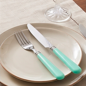 Ensemble de couverts modernes avec manches en résine turquoise, en acier inoxydable, compatibles lave-vaisselle, pour les tables de mariage - Product Image 5