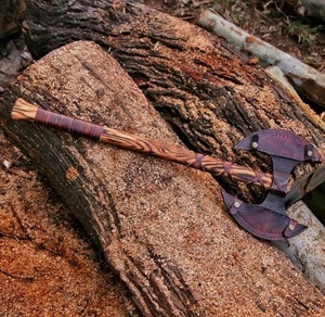 Hacha de Doble Hoja Premium Hecha a Mano para Exteriores, Mango de Madera, Acero con Alto Contenido de Carbono, Hoja de 10 Pulgadas, Longitud Total de 35 Pulgadas, para Camping y Bushcraft - Product Image 6