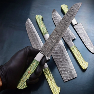 Cuchillo de Camping de Acero de Damasco Hecho a Mano con Hoja Recta y Mango de Resina, Grado Industrial, 13 Pulgadas de Longitud Total, ODM OEM - Product Image 6