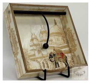 Bandeja Rectangular Decorativa de Madera con Diseño Floral Grabado, Estilo Art Deco, Incluye Soporte para Mesa de Comedor, Ramadán - Product Image 3
