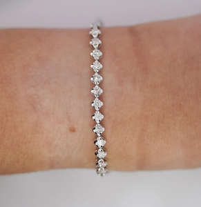 Bracelet chaîne en argent sterling plaqué pour femmes avec pierres en zircon, design géométrique, style classique, bijoux cadeau - Product Image 4