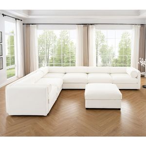 Grande Divano Componibile in Ciniglia con Schienale Cilindrico e Braccioli per Soggiorno - Product Image 3